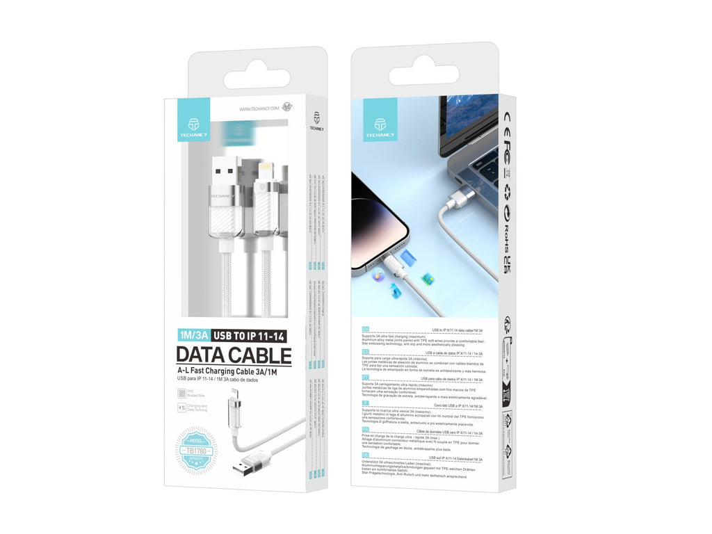 Cabo De Dados 1m/3A Branco, Compatível Com Iphone/Ipad Carregamento Rápido E Dados