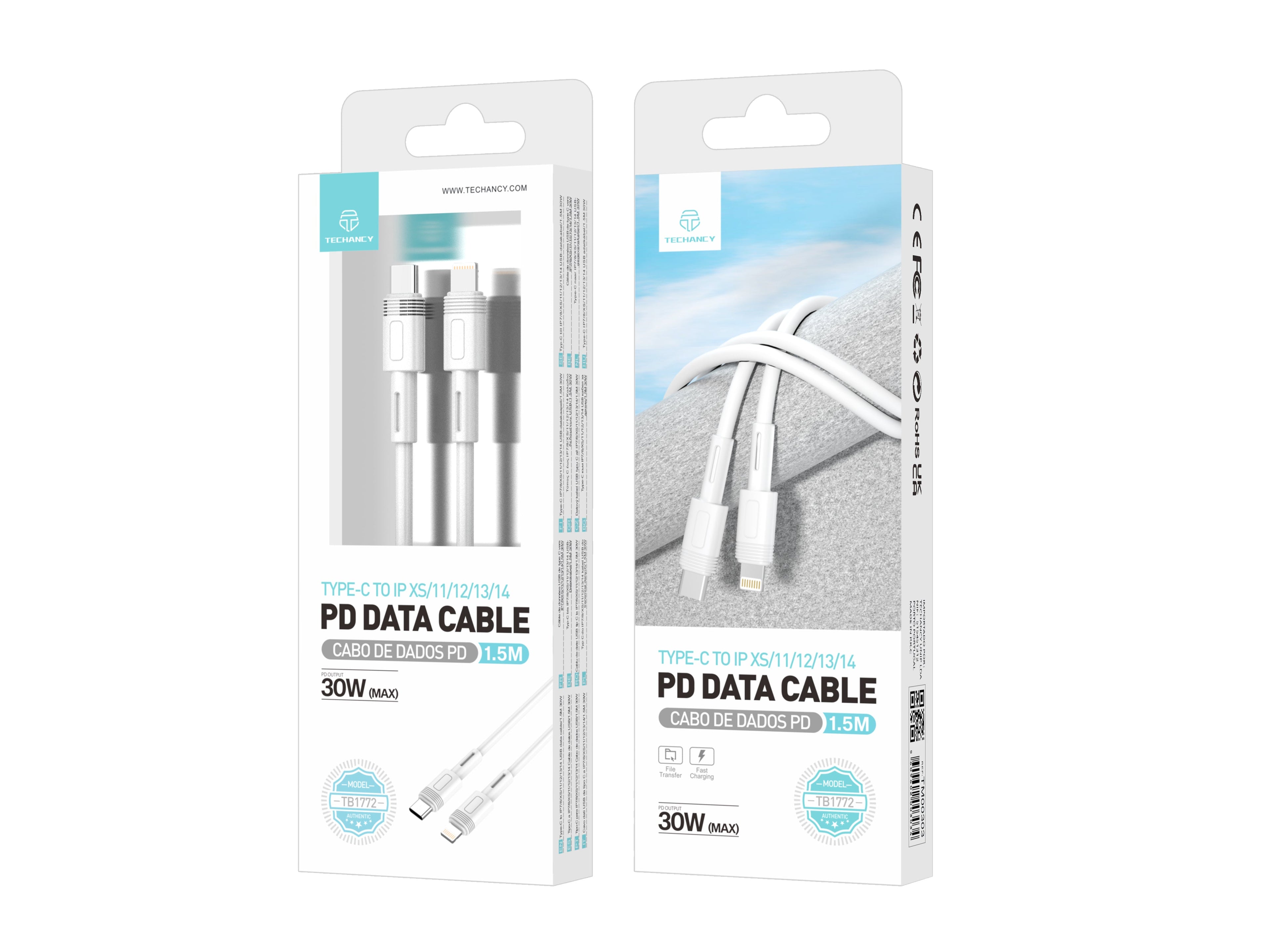 Cabo de Dados Type-C para Lightning