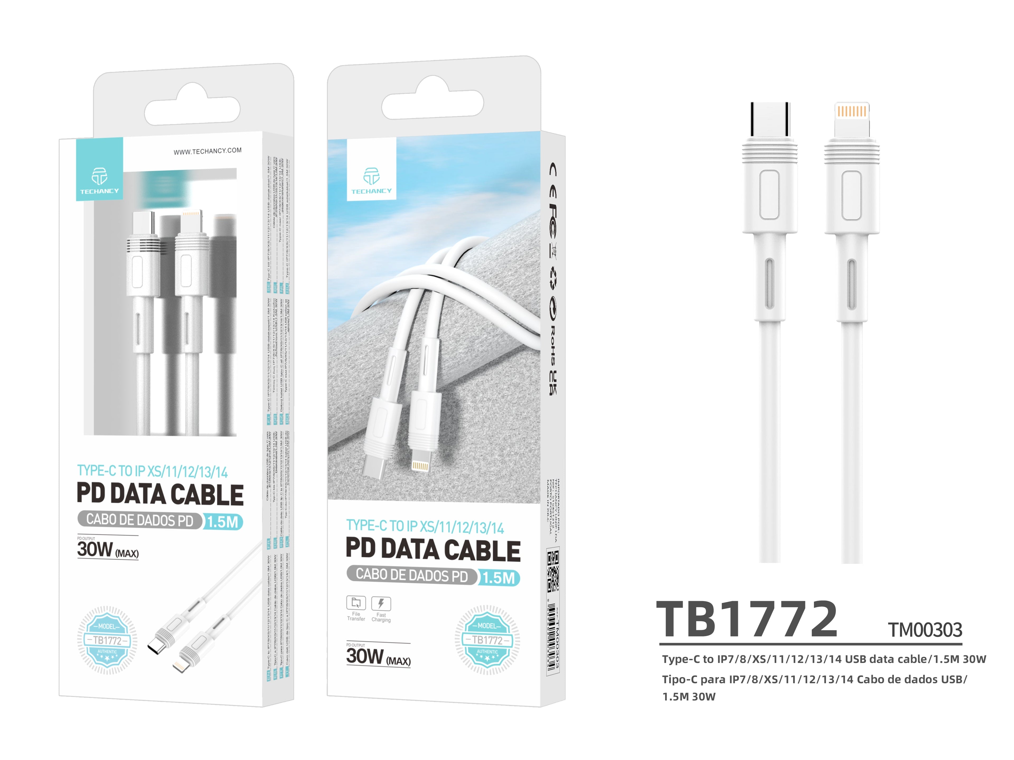Cabo de Dados Type-C para Lightning