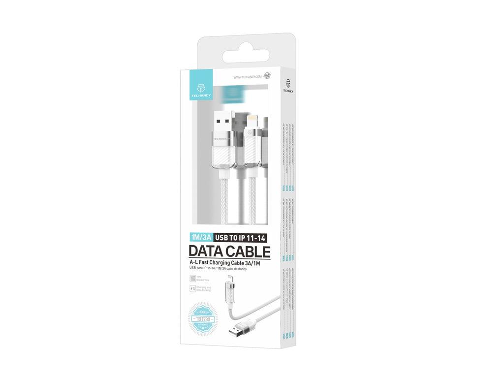 Cabo De Dados 1m/3A Branco, Compatível Com Iphone/Ipad Carregamento Rápido E Dados